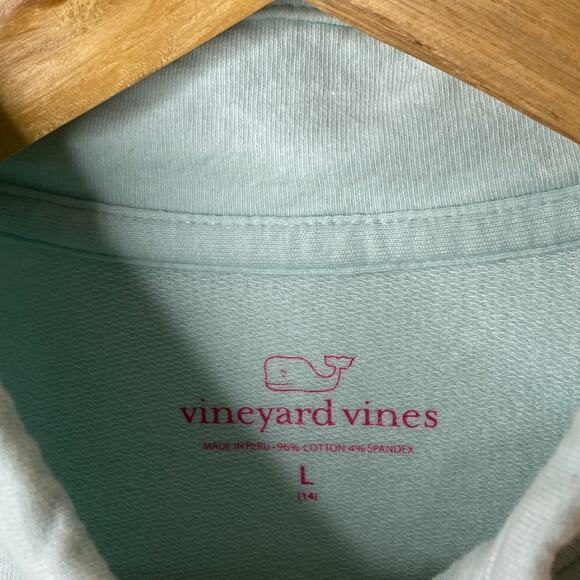 Vineyard Vines Mint Green 1/4 Zip Pullover Dress Kangaroo Pocket Girl's Large 14 - Picture 9 of 9